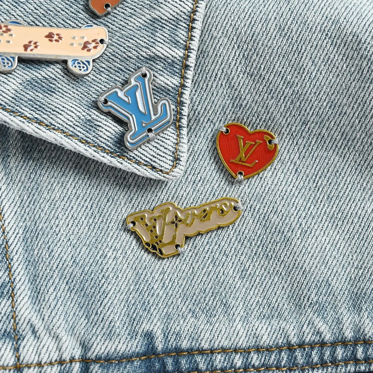 Louis Vuitton/Louis Vuitton hardware leather skateboard denim jacket